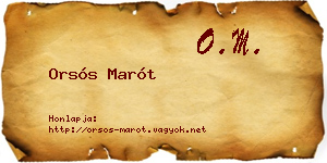 Orsós Marót névjegykártya
